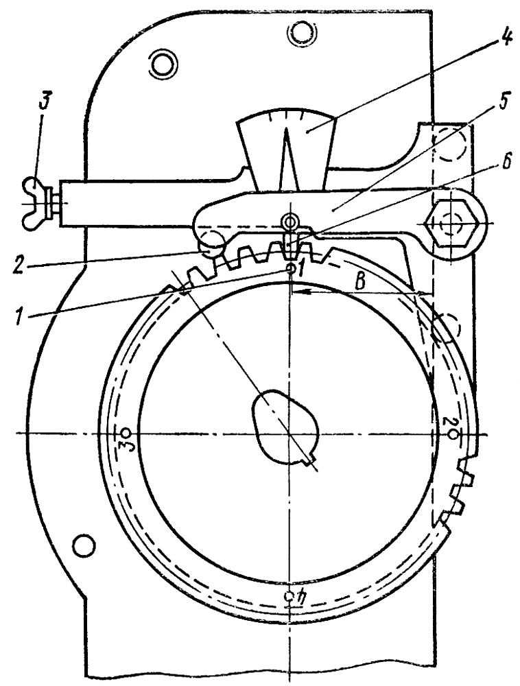 Схема приспособления для установки кулачкового валика на момент начала подачи Схема приспособления для установки кулачкового валика на момент начала подачи